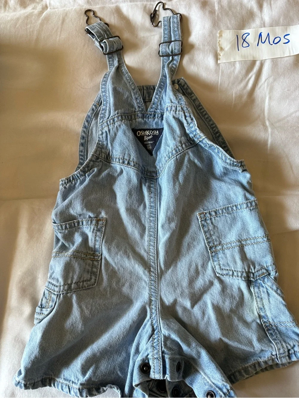 OshKosh B'gosh Light Wash Denim Short Overalls